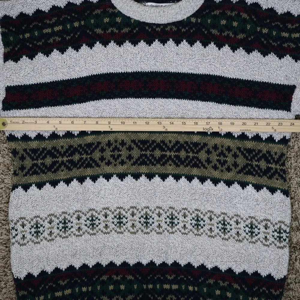 Vintage Great Lakes Recreation Geometric Chunky Knit‎ Sweater Men's XL 24x29